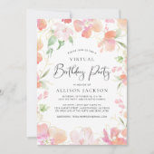 Invitation Fête d'anniversaire virtuelle Floral Rose Gold (Devant)