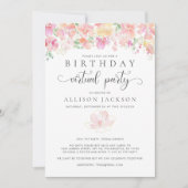 Invitation Fête d'anniversaire virtuelle| Flore moderne de l' (Devant)