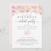 Invitation Fête d'anniversaire virtuelle| Flore moderne de l' (Devant / Derrière)