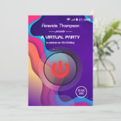 Invitation Fête d'anniversaire virtuelle géométrique futurist (Debout devant)