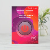 Invitation Fête d'anniversaire virtuelle géométrique futurist (Debout devant)