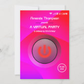 Invitation Fête d'anniversaire virtuelle géométrique rose et  (Devant)