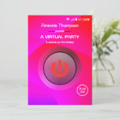 Invitation Fête d'anniversaire virtuelle géométrique rose et  (Debout devant)