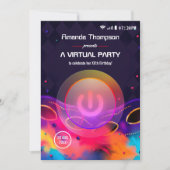 Invitation Fête d'anniversaire virtuelle Glow (Devant)