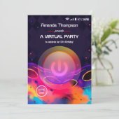 Invitation Fête d'anniversaire virtuelle Glow (Debout devant)
