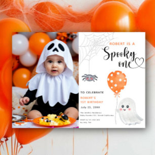 Invitation Fête d'anniversaire Watercolor Spooky One 1 an