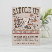 Invitation Fête d'anniversaire western cow-boy Saddle Up vint (Debout devant)