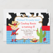 Invitation Fête d'anniversaire Western Cowboy Blond (Devant)
