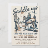 Invitation Fête d'anniversaire Western Cowboy Saddle Up (Devant)