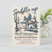 Invitation Fête d'anniversaire Western Cowboy Saddle Up (Debout devant)