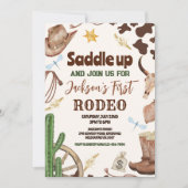 Invitation Fête d'anniversaire Western Premier Rodéo Cowboy F (Devant)