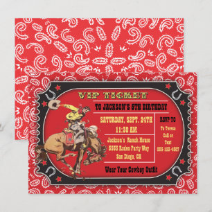 Invitation Fête d'anniversaire Western Rodéo Cowboy
