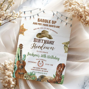 Invitation Fête d'anniversaire Western Rustique Cow-boy
