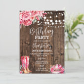 Invitation Fête d'anniversaire Western Rustique rose (Debout devant)
