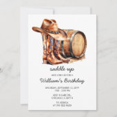 Invitation Fête d'anniversaire Western Rustique Saddle Up tou (Devant)