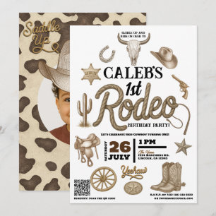 Invitation Fête d'anniversaire western vintage sur le thème d