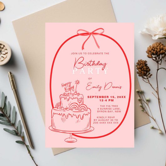 Invitation Fête d'anniversaire Whimsical Retro