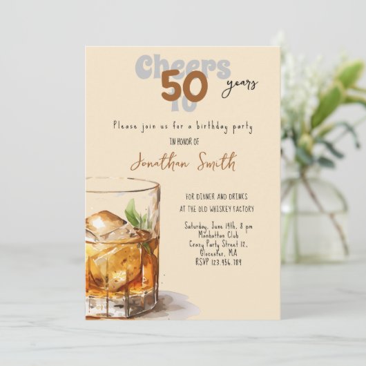 Invitation Fête d'anniversaire Whiskey (Debout devant)