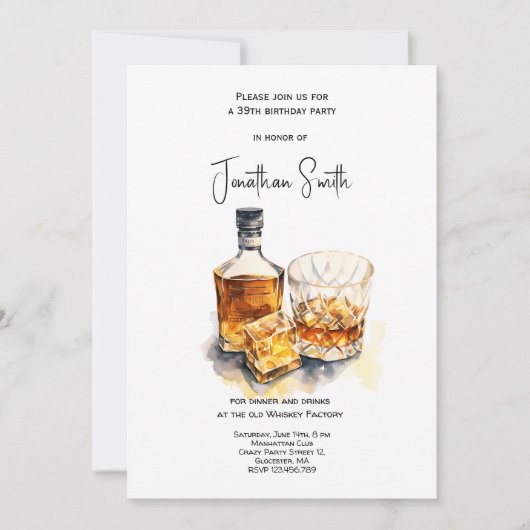 Invitation Fête d'anniversaire Whiskey (Devant)