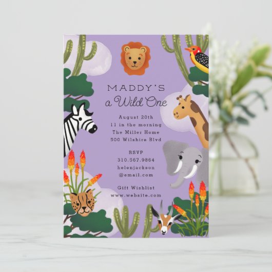 Invitation Fête d'anniversaire Wild One African Savanna (Debout devant)