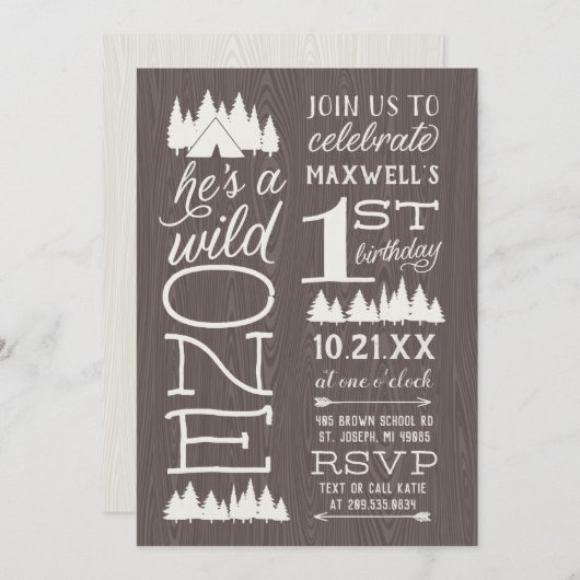 Invitation Fête d'anniversaire Wild One pour le 1er anniversa (Devant / Derrière)