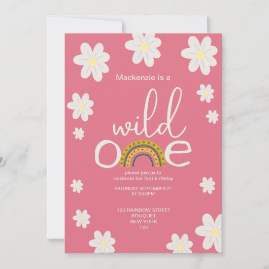 Invitation Fête d'anniversaire Wild One Rainbow Personnalisée (Devant)