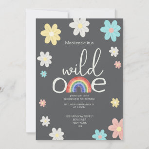 Invitation Fête d'anniversaire Wild One Rainbow Personnalisée