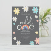 Invitation Fête d'anniversaire Wild One Rainbow Personnalisée (Debout devant)