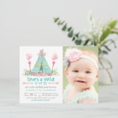 Invitation Fête d'anniversaire Wild One Teepee Premier annive (Debout devant)