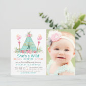 Invitation Fête d'anniversaire Wild One Teepee Premier annive (Debout devant)