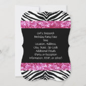 Invitation Fête d'anniversaire Wild Pink Sparkle Zebra Sweet  (Dos)