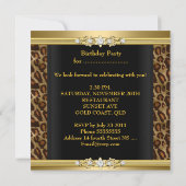 Invitation Fête d'anniversaire Wild Poster de animal Gold Noi (Dos)