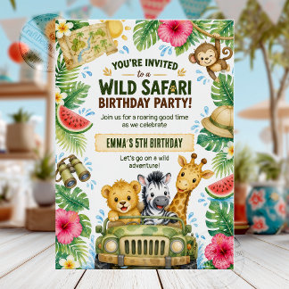 Invitation Fête d'anniversaire Wild Safari