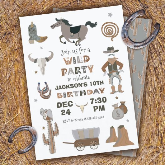 Invitation Fête d'anniversaire Wild West Cowboy