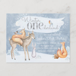 Invitation Fête d'anniversaire Woodland Winter ONEderland