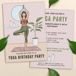 Invitation Fête d'anniversaire Yoga Femme Exercice de la post