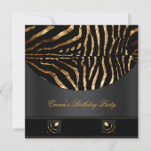 Invitation Fête d'anniversaire Zebra Black Gold Africa Wild 2 (Devant)