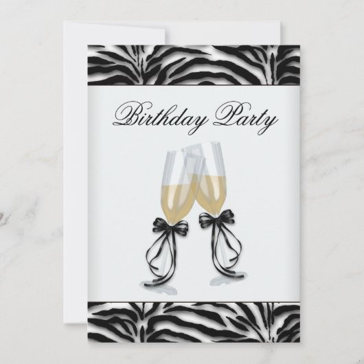 Invitation Fête d'anniversaire Zebra Chandelier femmes Zebra (Devant)