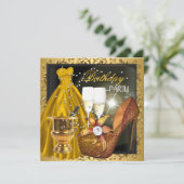 Invitation Fête d'anniversaire Zebra Gold robe Gown (Debout devant)