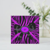 Invitation Fête d'anniversaire Zebra Magenta Purple (Debout devant)