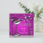 Invitation Fête d'anniversaire Zebra Purple Pink (Debout devant)