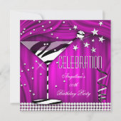 Invitation Fête d'anniversaire Zebra Purple Pink (Devant)