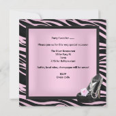Invitation Fête d'anniversaire Zebra Rose Chaussures noires (Dos)