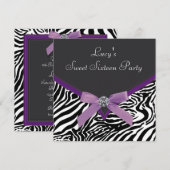 Invitation Fête d'anniversaire Zèbre Violet (Devant / Derrière)