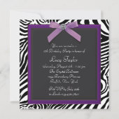 Invitation Fête d'anniversaire Zèbre Violet (Dos)