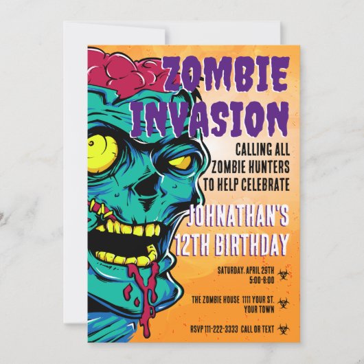 Invitation Fête d'anniversaire Zombie Halloween Enfants (Devant)