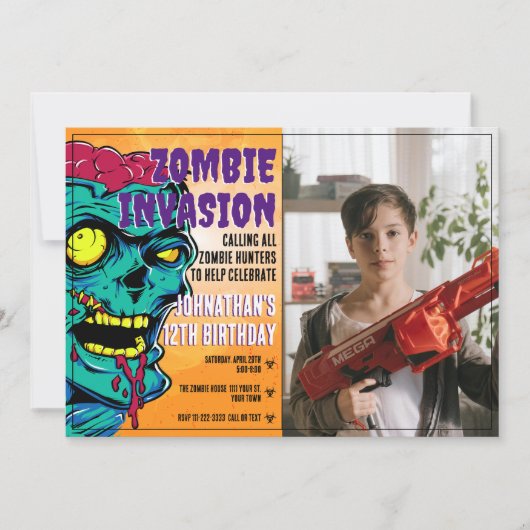 Invitation Fête d'anniversaire Zombie Halloween Enfants (Devant)