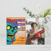 Invitation Fête d'anniversaire Zombie Halloween Enfants (Debout devant)