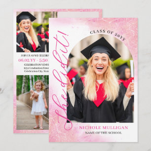 Invitation Fête d'annonce de remise de diplôme : Rosy Pink l'