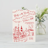 Invitation Fête dans la cour dessinée à la main Fête BBQ (Debout devant)